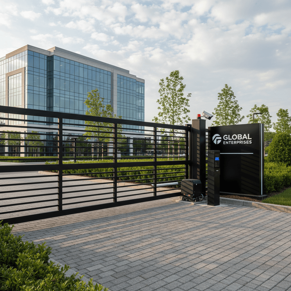 New automatic gate installation at a commercial property