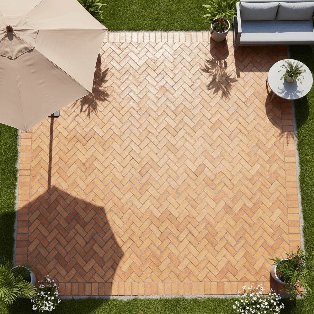 Completed brick paver driveway