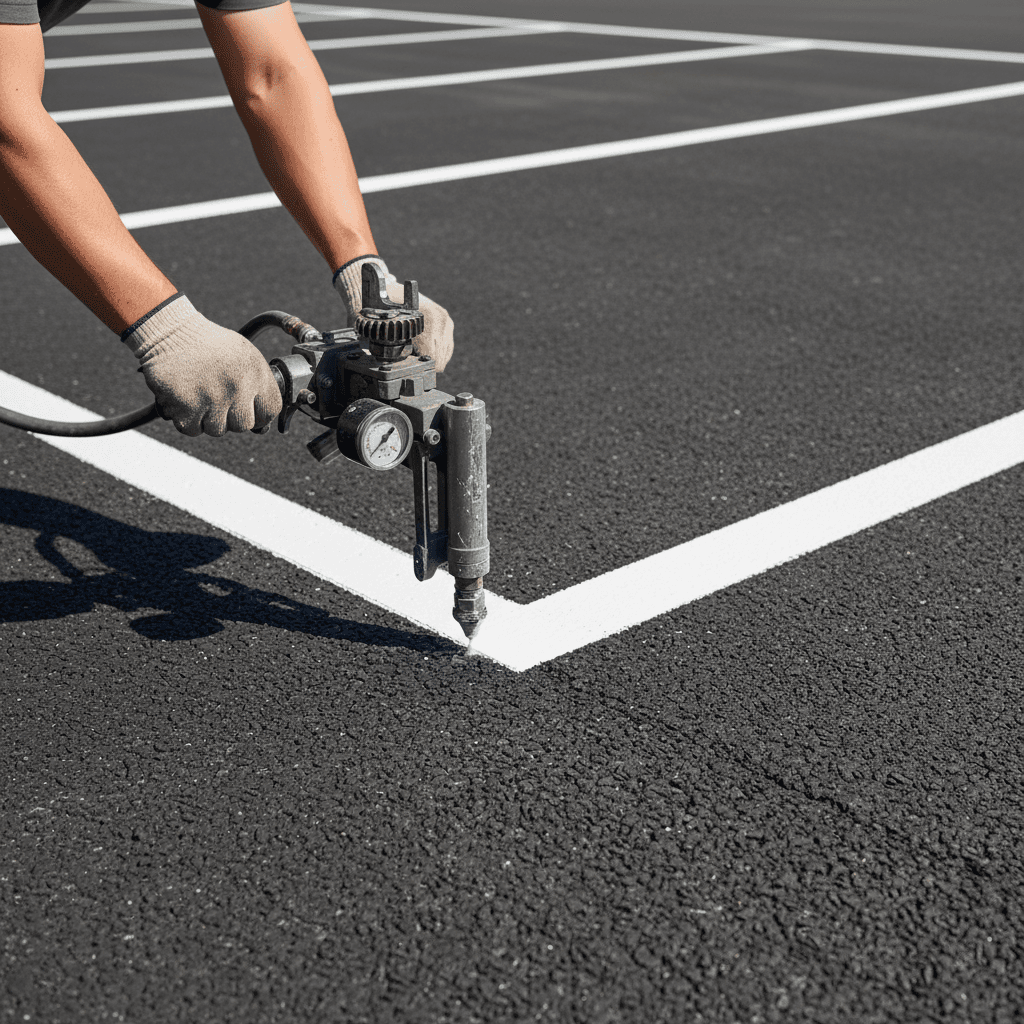 Completed tar paving for an industrial property entrance