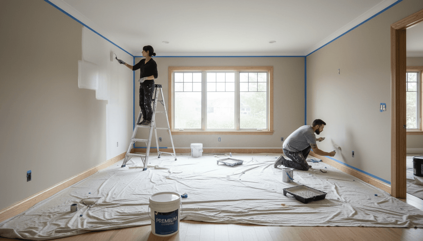 Painting crew painting an exterior house wall in Johannesburg